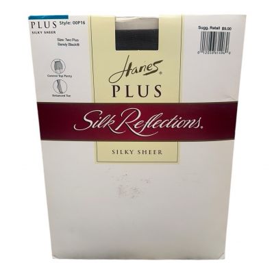 HANES PLUS Silk Reflections Silky Sheer TWO PLUS Control Top Barely Black 00P16